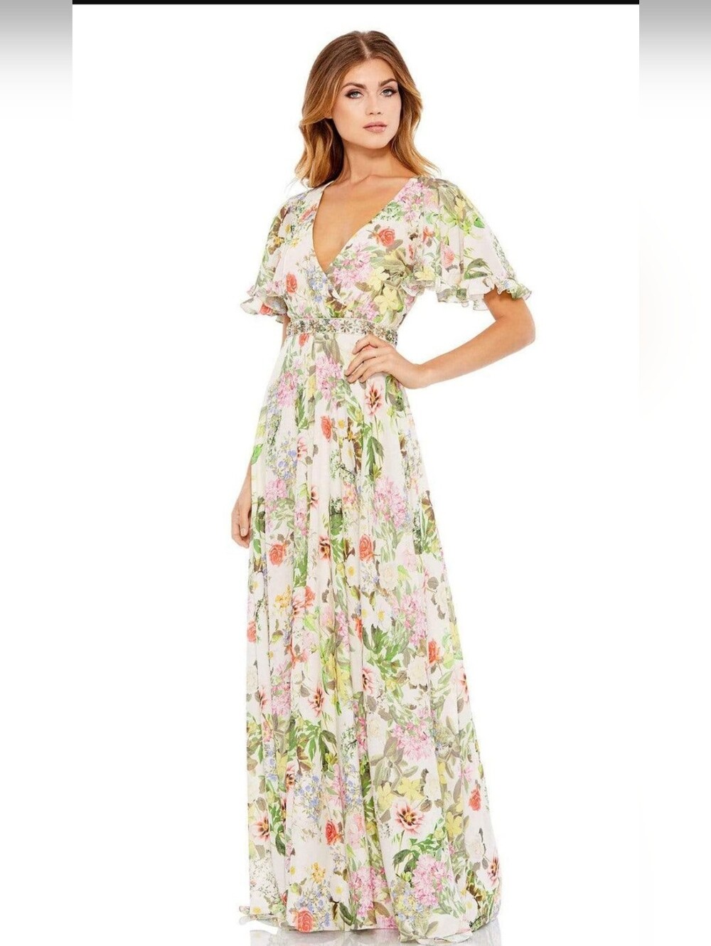 Mac Duggal Multi Color Floral Printed Dress.